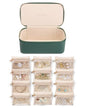 VLANDO Jewelry Travel Case,Travel Jewelry Organizer with Clear Velvet Jewelry Bags 12Pcs Zipper Pouch for Women Girl Gift-Green - color: D.12PCS Green