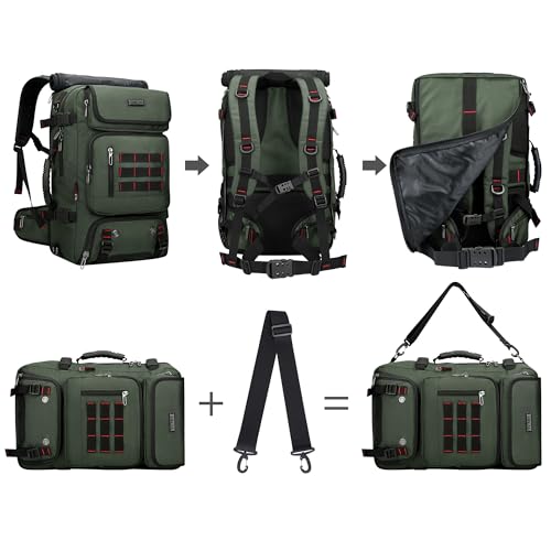 WITZMAN Carry on Travel Backpack for Men Women Airline Approved Convertible Nylon Duffle Backpack Luggage Bag (B682 Army Green) - color: 02.army Green