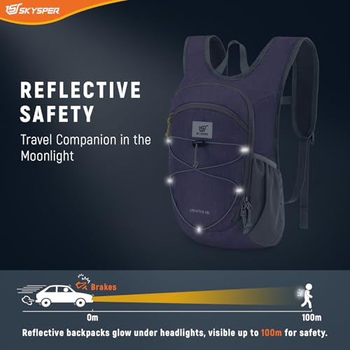 SKYSPER 15L/20L Foldable Hiking Backpack Lightweight Packable Travel Daypack with Chest Strap Small Folding Pack for Walking - color: Purple, size: 20l