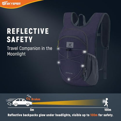 SKYSPER 15L/20L Foldable Hiking Backpack Lightweight Packable Travel Daypack with Chest Strap Small Folding Pack for Walking - color: Purple, size: 20l