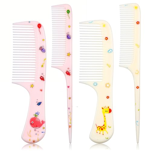 Giantree 4Pcs Baby Hair Comb, Kids Hair Brush Set for Girls Boys, Cute Hairs Comb Set Toddler Hairs Comb, Mini Comb Rat Tail Hairs Styling for Toddler Child's Hair Travel Style A) - color: Style A