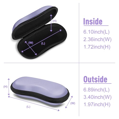 FINTIE Sunglasses Case, Hard EVA Shell Shockproof Sport Glasses Case with Metal Carabiner Travel Zipper Eyeglasses Holder - color: Purple
