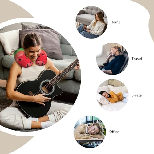Gradient Watermelon Memory Foam Travel Pillow Soft Comfortable Neck Pillow U-Shaped Head Support Pillow Travel Accessories for Sleeping Rest Airplane Car and Office