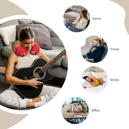 Gradient Watermelon Memory Foam Travel Pillow Soft Comfortable Neck Pillow U-Shaped Head Support Pillow Travel Accessories for Sleeping Rest Airplane Car and Office