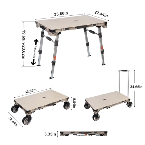 LEADALLWAY 3-in-1 Multi-Purpose Camping Table with Lamp Bracket