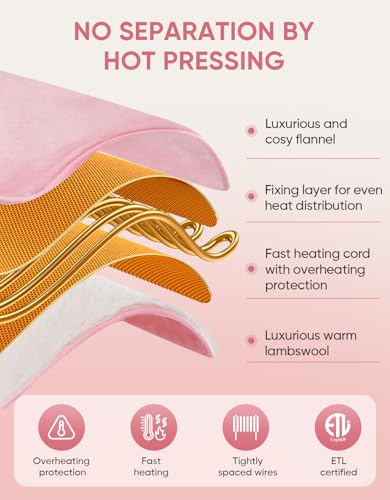 12V/24V Heated Car Blanket, Electric Blanket Flannel Heating Throw for Car, SUV, RV, or Camping, 60" x 44", Hi/M/Lo Heating Settings, Auto-Off Timer,Pink - color: Pink