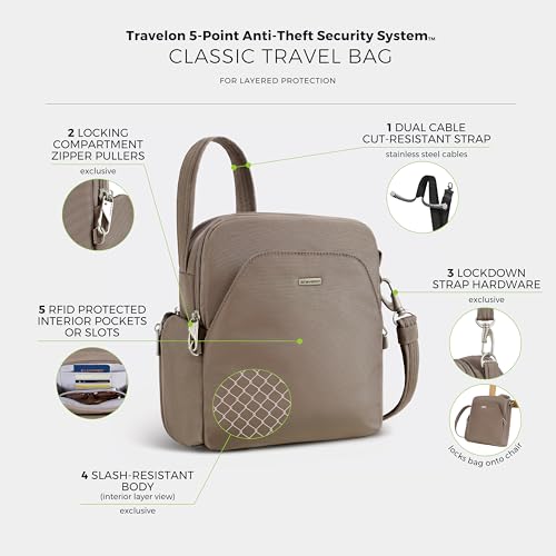 Travelon Anti-Theft Classic Travel Bag - color: Hazelnut