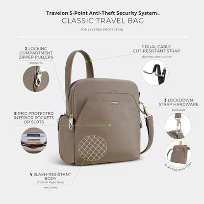 Travelon Anti-Theft Classic Travel Bag - color: Hazelnut