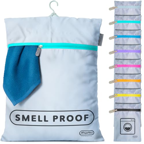 MUMI Travel Laundry Bag – Moisture & Smell-Proof Clothes Bag with Folding Hanger & Outer Pouch | Large Laundry Storage Bag for Suitcase, Gym & Packing | Dirty Clothes Organizer (Aqua) - color: Aqua