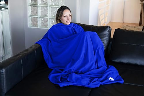 BlueHills Ultra Compact Travel Blanket Pillow in Portable Bag Case Premium Cozy Soft Compact Pack Large Blanket for Airplane Flight Layover Blue - Royal C005 - color: C005-royal