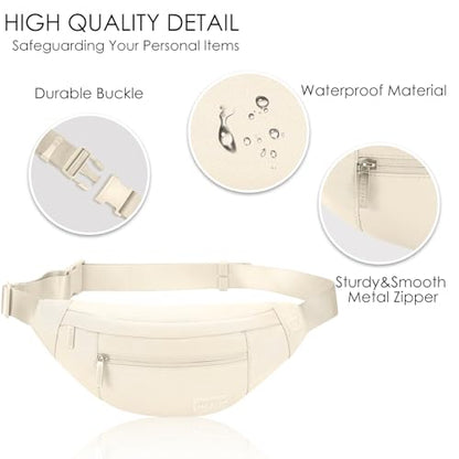MAXTOP Large Crossbody Fanny Pack with 4-Zipper Pockets,Gifts for Enjoy Sports Festival Workout Traveling Running Casual Hands-Free Wallets Waist Pack Phone Bag Carrying All Phones - color: Apricot, style: Large Fanny Pack(4 Zipper Pockets)