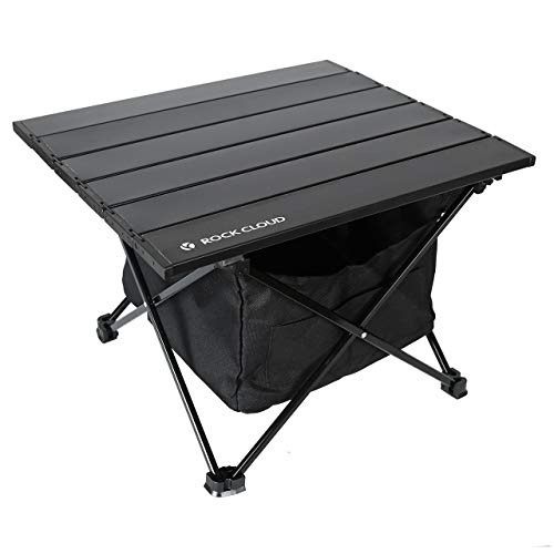 ROCK CLOUD Portable Camping Table Ultralight Aluminum Camp Table with Storage Bag Folding Beach Table for Camping Hiking Backpacking Outdoor Picnic - color: With Storage Bag Black, size: Small
