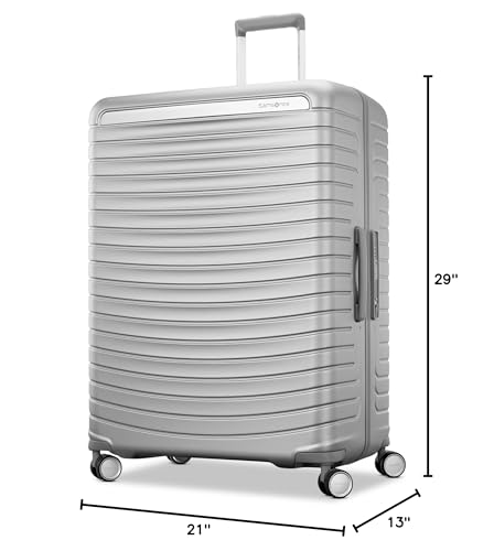 Framelock Max 29” Large Checked Hardshell Zipperless Luggage - Highly Secure Integrated Eazylock™ Mechanism - RightHeight™ Adjustable Handle - 360° Spinner Wheels - Airline Approved - Glacial Silver - color: Silver, size: Large Spinner