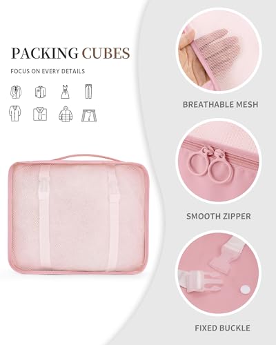 Anjing Packing Cubes for Suitcase 11PCS Luggage Packing Organizers Travel Essentials Luggage Organizer Hooked Toiletry Bag Cosmetic Bag and Shoes Bag, Pink - color: Pink-11pcs