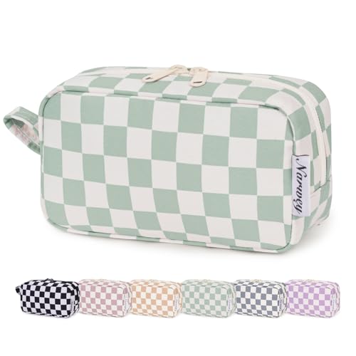Narwey Small Checkered Makeup Bag for Purse, Gift for Teen Girls, Travel Makeup Pouch Mini Cosmetic Bag Cute Make up Bags Zipper Pouch for Women and Girls (Mint Green Checkerboard, Small) - color: AA-Mint Green Checkerboard, size: Small
