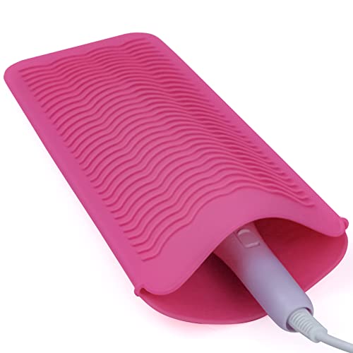 1Pack Silicone Heat Resistant Mat Pouch for Hair Straightener, Curling Iron, Flat Iron and Hot Hair Tools Pink - color: Pink, size: 1 Pack