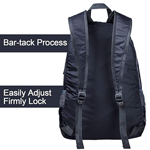 G4Free 20L Lightweight Packable Backpack Travel Hiking Daypack Foldable Backpack for Men Women - color: A-dark Grey