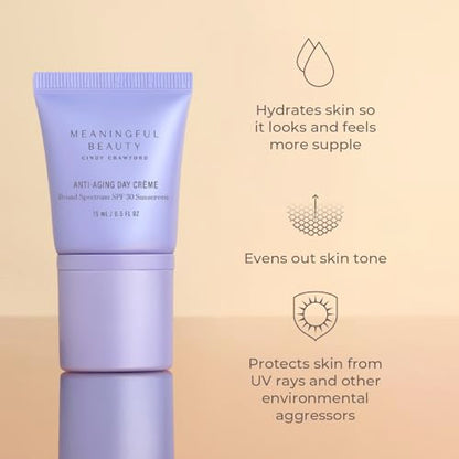 Meaningful Beauty Anti-Aging Skincare Trio Travel Size 3-Piece Starter Kit Gift Set for Women, Advanced Formula with Youth Activating Melon Serum, Day Creme, Eye Cream & Antioxidants