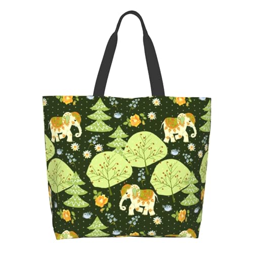 Shoulder Bag Large Reusable Eco-friendly Shopping Bags Portable Storage Handbag | Large - color: Cute Elephants10