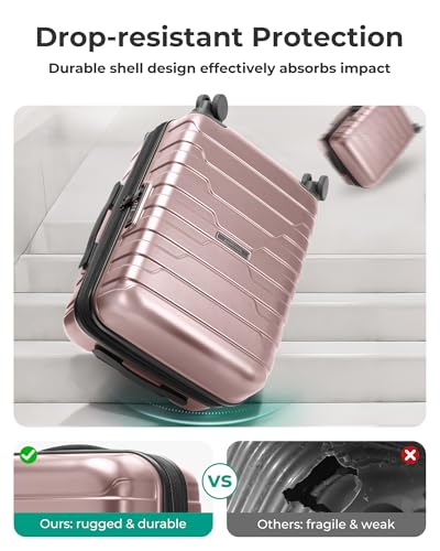 BAGSMART Carry On Luggage 22x14x9 Airline Approved with Spinner Wheels,Lightweight 20 Inch Luggage with TSA Lock,Expandable Hard Shell Carry On Suitcases for Men Women,Rose Gold - color: Rose Gold