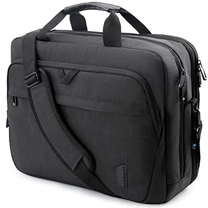 BAGSMART 18 Inch Laptop Bag, Expandable Briefcase, Computer Bag Men Women, Laptop Shoulder Bag, Work Bag Business Travel Office - Black - color: Black-18.4 Inch