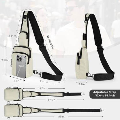 VADOO Sling Bag, Crossbody Bag with Zipper Lock, RFID Blocking & Water Resistant for Men and Women - color: Beige
