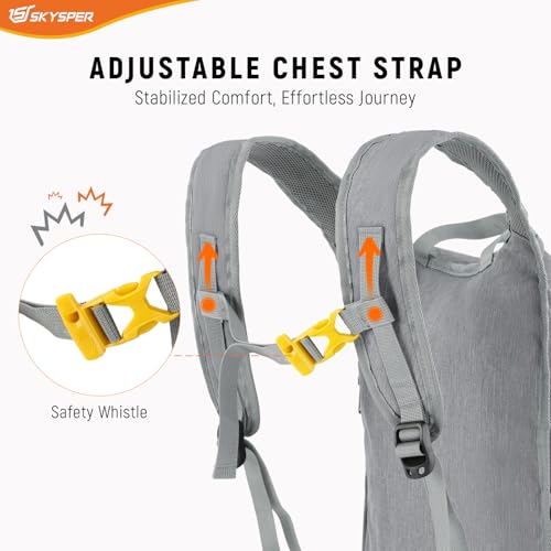 SKYSPER 15L/20L Foldable Hiking Backpack Lightweight Packable Travel Daypack with Chest Strap Small Folding Pack for Walking - color: Grey, size: 15l