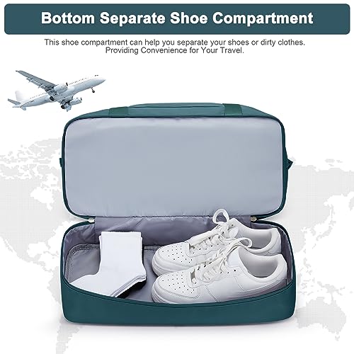 Travel Duffel Bag with Shoes Compartment, Overnight Weekender Bags for Women,Carry on Personal Item Bag - color: A-Peacock Blue, size: Large