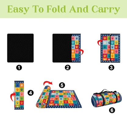 Personalized Waterproof Sandproof Beach Blanket 80''x80'', 3-Layer Foldable Picnic Blanket with Carry Strap, Camping Travel Outdoor Mat for Beach Park Hiking (Paw Print) - color: Paw Print