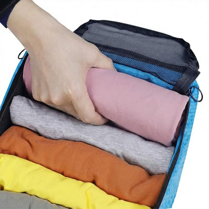 4-PACK Blue Organizer Cubes - Pack Luggage, Suitcase and Carry On Cubes - color: 4 PACK Blue Honeycomb