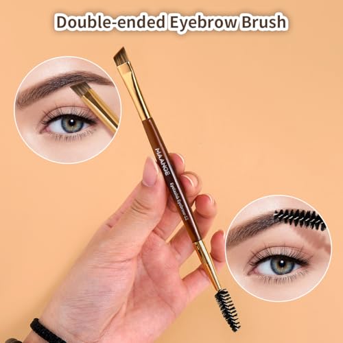 MAANGE 13 PCS Makeup Brushes Professional Make Up Brushes Premium Synthetic Powder Concealers Brushes Travel Makeup Brush Set with Case (Gold) - color: Gold