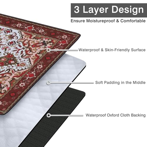 Supfitness Extra Large Picnic Blankets Waterproof Foldable (60"x 80") Beach Blanket Waterproof Sandproof,3-Layer Thicking Mat Outdoor Packable Camping Blanket - color: Boho-red, size: 60x80in