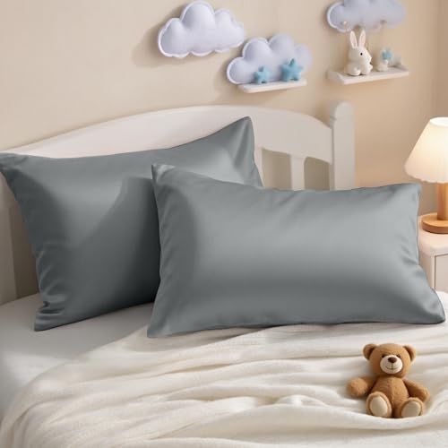 NTBAY Egyptian Cotton Toddler Pillowcases - Set of 2 - Travel Pillow Cases - 500 Thread Count Cotton 13x18 Pillow Covers - Envelope Closure Nursery Pillowcases, 13x18 Inches, Dark Grey - color: Dark Grey
