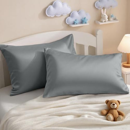 NTBAY Egyptian Cotton Toddler Pillowcases - Set of 2 - Travel Pillow Cases - 500 Thread Count Cotton 13x18 Pillow Covers - Envelope Closure Nursery Pillowcases, 13x18 Inches, Dark Grey - color: Dark Grey