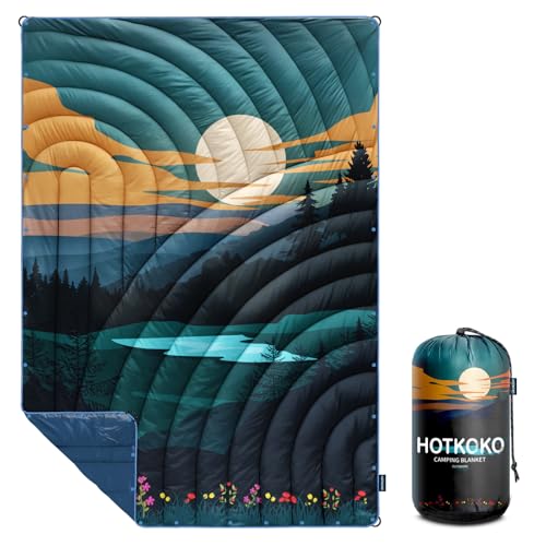 Camping Blanket,Lightweight Puffy Printed Camping Blanket Packable Outdoor Blanket for Camping,Traveling, Stadium, Hiking, Picnics - color: Dusk Pool, size: 39x55"
