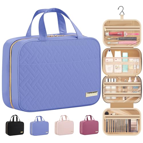 HOTOR Travel Toiletry Bag - Hanging Toiletry Bag for Women & Men, Makeup Bag/Big Comparment, Waterproof for Travel Accessories, Travel Essentials, Large, Aegean-Blue - color: Aegean-Blue, size: Large
