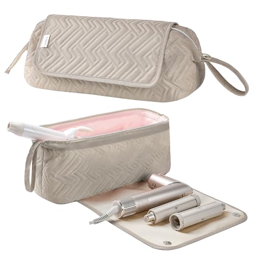 Leudes Hair Tools Travel Bag for Women Heat Resistant Mat for Travel Essentials Hot Tools Straighteners,Flat Irons,Curling Iron,Hot Air Brushes and Hair Dryer Organizer Bags 2 in 1 (Camel) - color: Camel