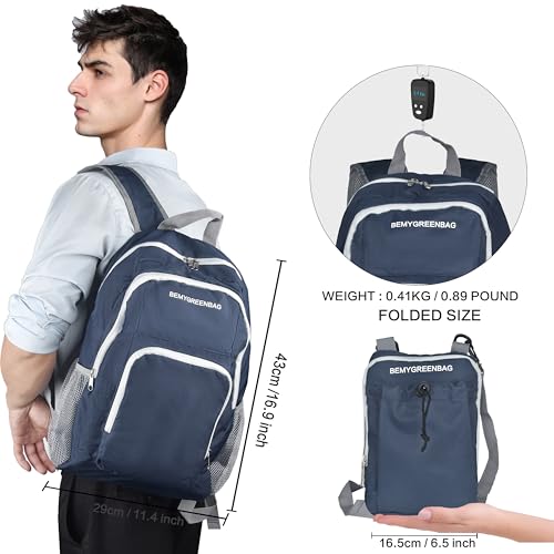 35L Foldable Waterproof Backpack For Outdoor Sports Travel Inside Wet Clothes Compartment Packable For Multiple - color: 3blue