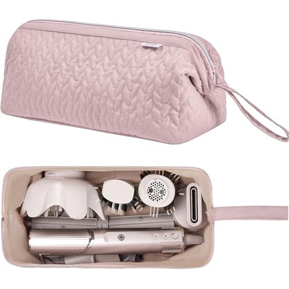 KarSyon Shark Flex Style Case for Dyson Airwrap Hair Dryer Brush Revlon Hair Tools Travel Bag Carrying Case Flat Curling Iron Organizer (Pink) - color: Pink
