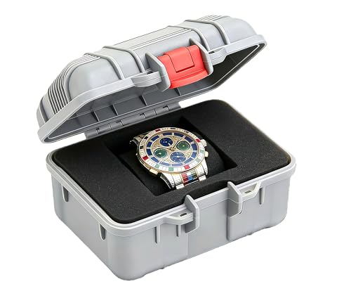 Waterproof & Shockproof Hard Travel Watch Case Storage Box for All Wristwatches & Compatible with Apple Watch Smart Watches (Gray) - color: Gray