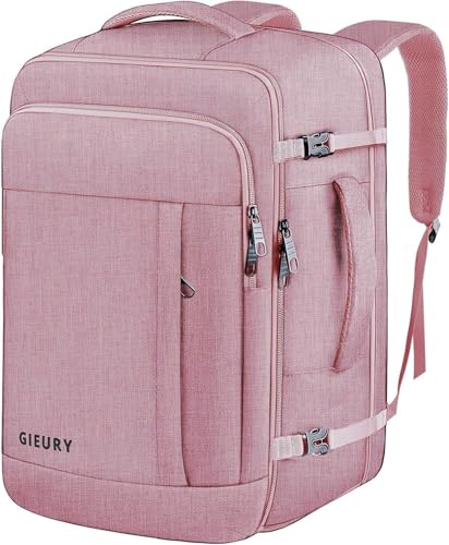 Carry On Backpack, 55L Extra Large Travel Backpack for Men & Women, Expandable Big Capacity For Airplanes, Travel Gifts for Men Women, Fits 18.4 Inch Laptop, Luggage Suitcase Daypack Bag, Pink - color: Pink, size: 3X-Large(22"x14"x10")
