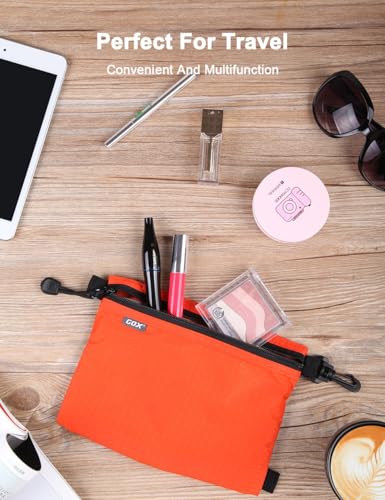 GOX Travel Toiletry Bag, Carry On Small Zipper Pouch, Cosmetic Kit Makeup, Digital Bag, Water Repellent Nylon (Orange) - color: Orange