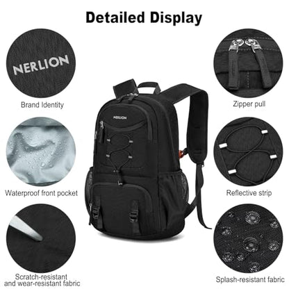 Nerlion 35L Hiking Backpack Travel Backpack for Men Women Camping Waterproof Outdoor Hiking Daypack Lightweight Backpack Black - color: Black 2