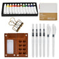 Mini Watercolor Travel Set (9-Piece), 8-Grid Walnut Palette with 12 Watercolor Paints, Mini Sketchbook, 6 Brush Pens and Metal Clip, Pocket Painting Kit for Outdoor Sketching and Travel