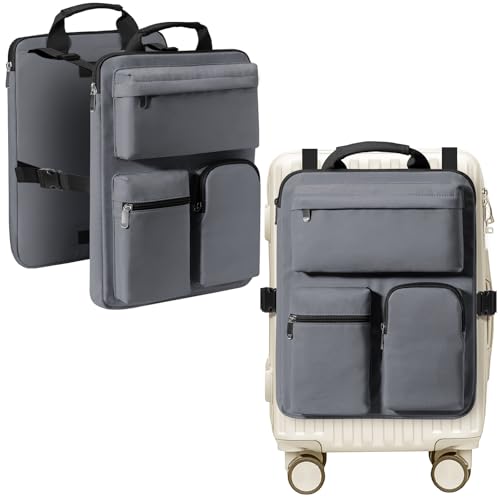 Over Luggage Organizer Bag for Suitcase with Multi Pockets, Travel Bag Organizer for Luggage with 16" Laptop Sleeve, Hanging Harness Organizer & Suitcase Holder with Adjustable Straps (Grey) - color: Dark Grey