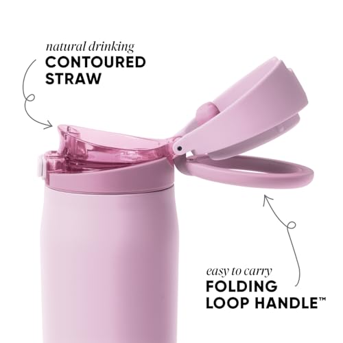 Simple Modern Mesa Loop Water Bottle with Covered Straw and Handle | 24oz Cup Holder Friendly Insulated Stainless Steel Bottles for Travel, Sports and School | Pink Champagne - color: -Pink Champagne, size: 24 Ounces