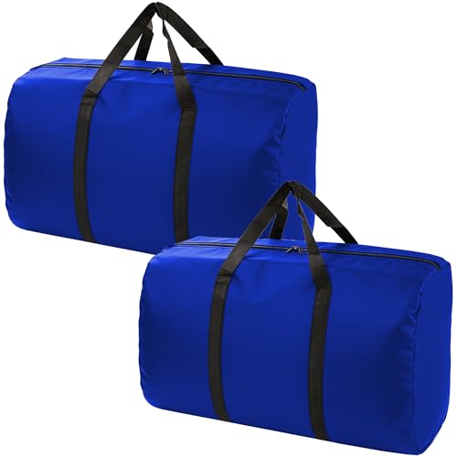 2 Pack 96L Extra Large Moving Bags with Zippers & Carrying Handles for Storage, Packing, Traveling, Camping, Langdry, Big Heavy Duty Moving Totes Bags for Clothes, Supplies and Space Saving Blue - color: Blue, size: Large - 2 Pack