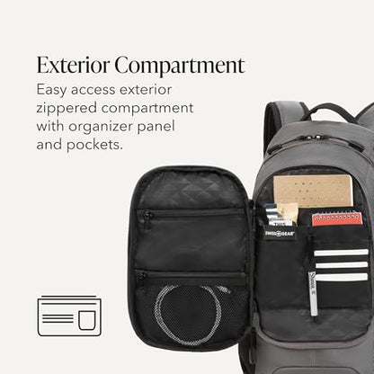 SWISSGEAR City Pack Backpack, Slim Profile Daily Carry, Airflow Back Panel, Tablet Pocket, and Lay-Flat Organizer, Grey Ballistic, 15.9L, 18-Inch - color: Grey Ballistic