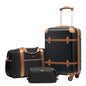 Coolife Luggage Set 3 Piece Suitcase Set Carry On Luggage PC Hardside Luggage TSA Lock Spinner Wheels Telescopic Handle - color: Black, size: 3 piece set (DB/TB/20)