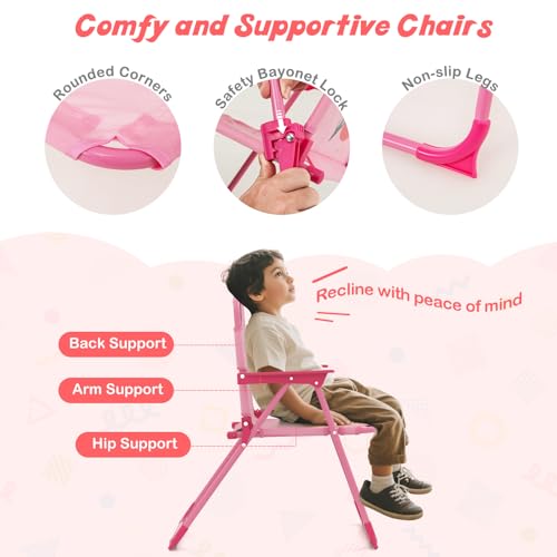 HONEY JOY Kids Picnic Table, Animal Themed Toddler Outdoor Table and Chair Set, 2 Folding Chairs & Removable Umbrella, Children Outdoor Furniture for Backyard Patio Garden (Pink Mermaid) - color: Pink Mermaid